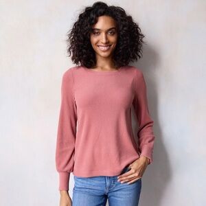 Lauren Conrad Knit Top With High Buttons Cuffs size large casual long sleeve